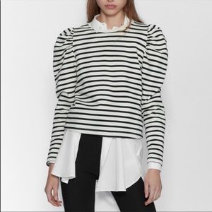 Zara Puff Sleeve Striped Sweatshirt